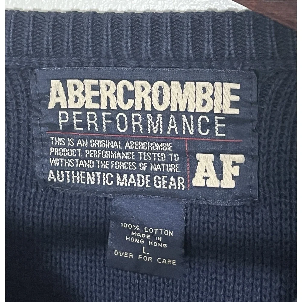 Vintage Abercrombie & Fitch Sweater Boys Large Navy Blue Heavyweight Preppy Y2K‎